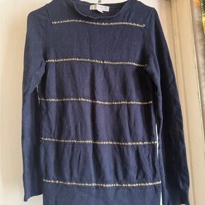 Michael Kors Black Knit Top with Gold Chain Accent